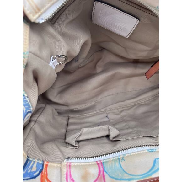 Coach 10674 Authenticated Hampton Multicolor Crayon Scribble‎ Nylon Handbag Tote - Picture 9 of 11